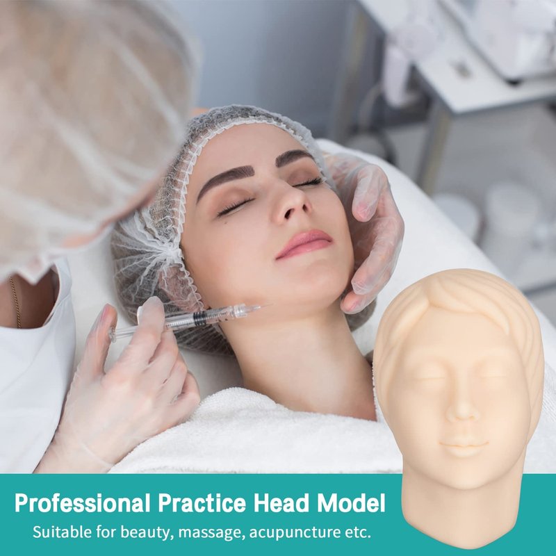 Silicone Mannequin Head for Injection Training - Full Soft Silicone with Bones | Realistic Human Face Model for Makeup & Suture Practice