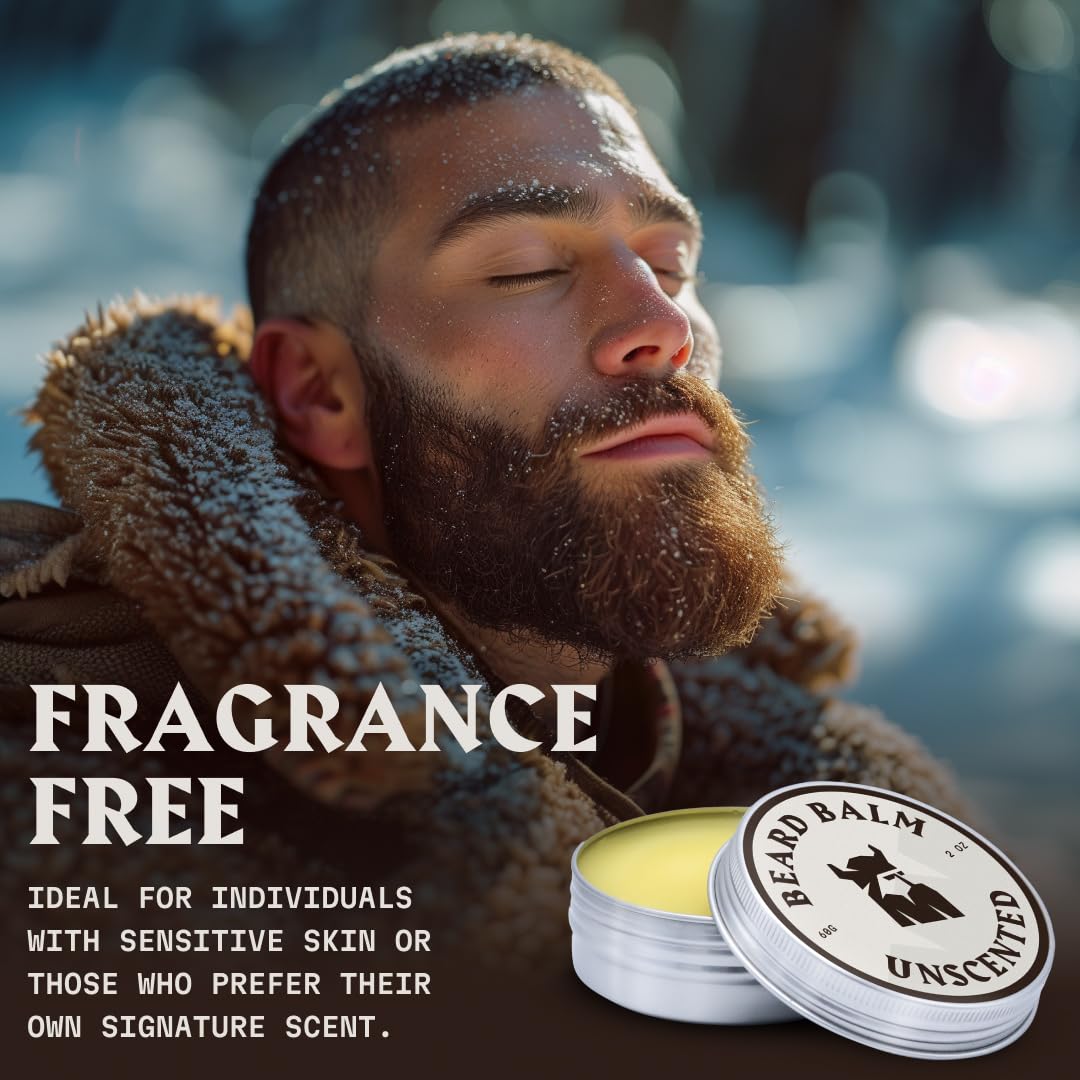 Striking Viking Beard Balm for Men - Unscented, 2 Ounces - Fragrance Free Care & Styling - Travel-Sized Beard Softener Balm with Aegan & Jojoba Oils