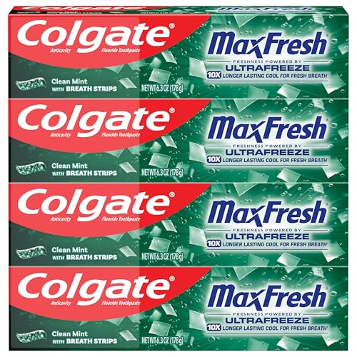 Colgate MaxFresh Clean Mint Toothpaste 4 Pack, 6.3 oz