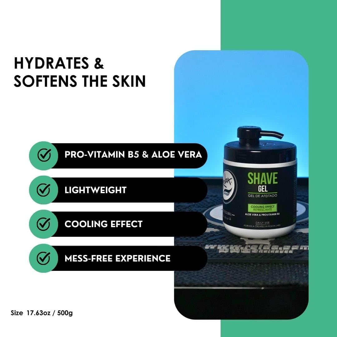 Rolda Refreshing Shave Gel For Sensitive Skin - Clear Non-Foaming Shaving Gel for Men With Aloe Vera, Pro-Vitamin B5 (17.63oz | 500g)