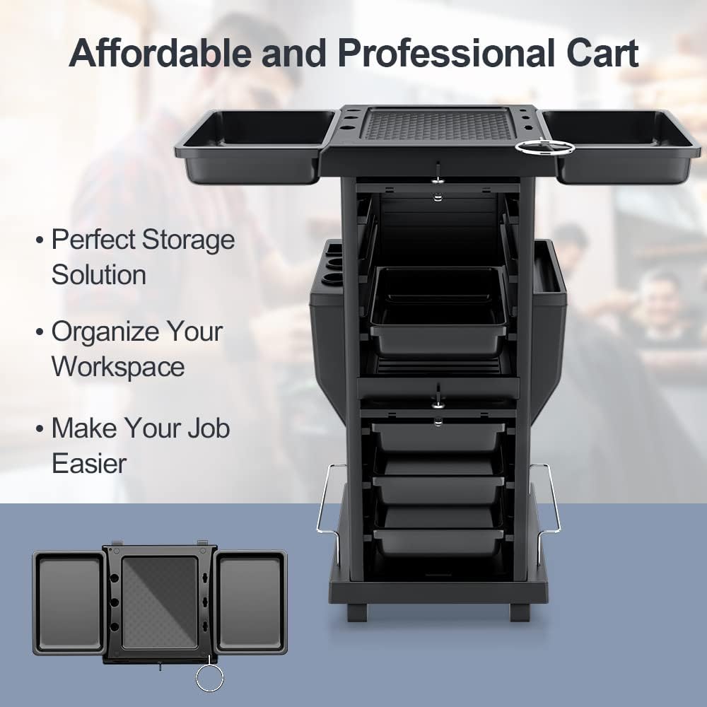 Professional Locking Hair Salon Trolley - Rolling Cart with 6 Drawers for Easy Storage