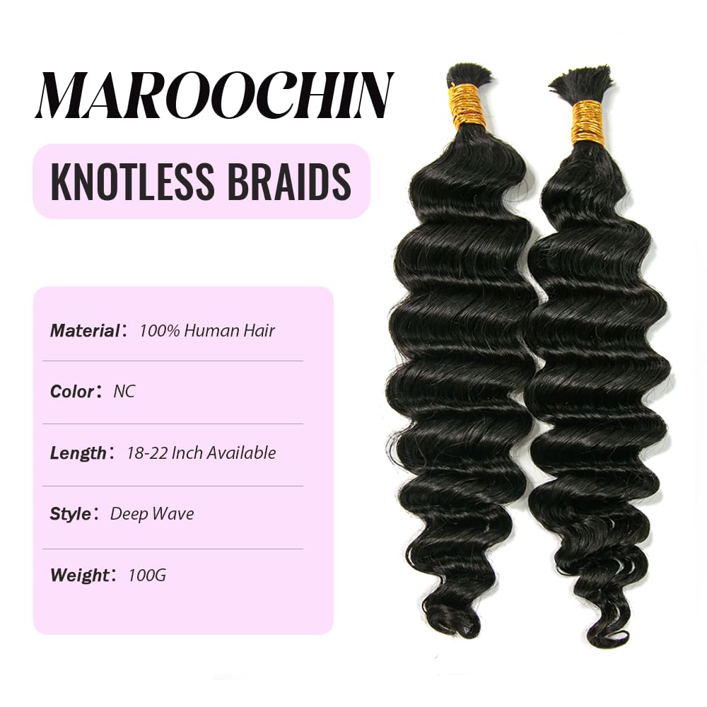 Human Boho Hair for Braiding 100% Virgin Human Braiding Hair 100G Deep Wave No Weft Boho Braiding Hair NC 18 Inch
