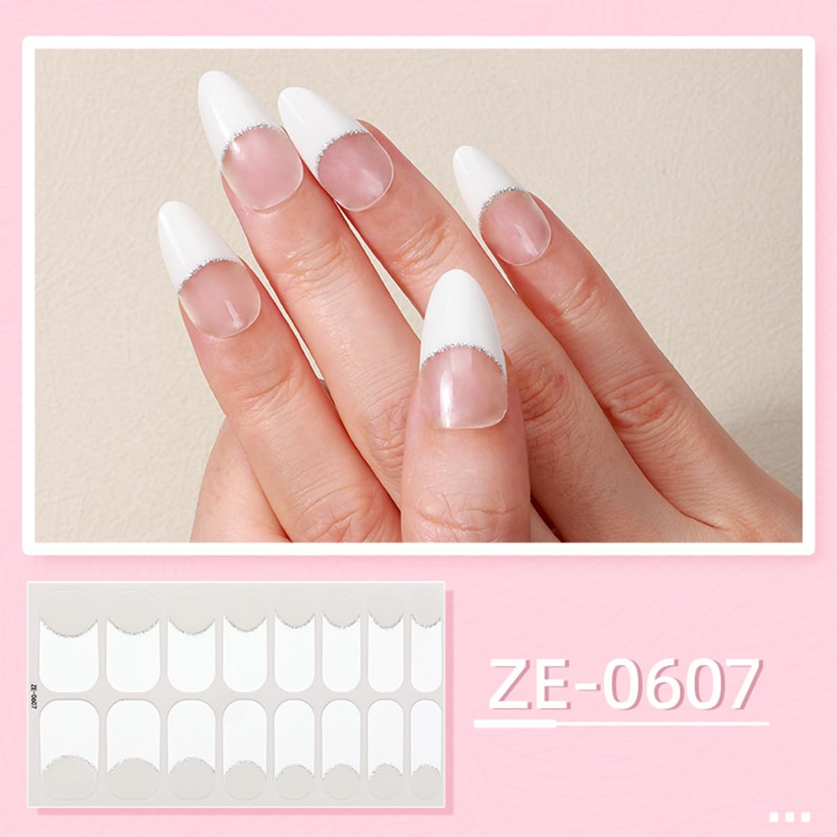 French Tip Full Nail Wraps Nail Polish Strips 6Sheets Self-Adhesive Gel Nail Stickers for Nail Art French Tip Nail Full Wraps French Nail Designs Manicure Supply for Women DIY Nail Art Decorations Set