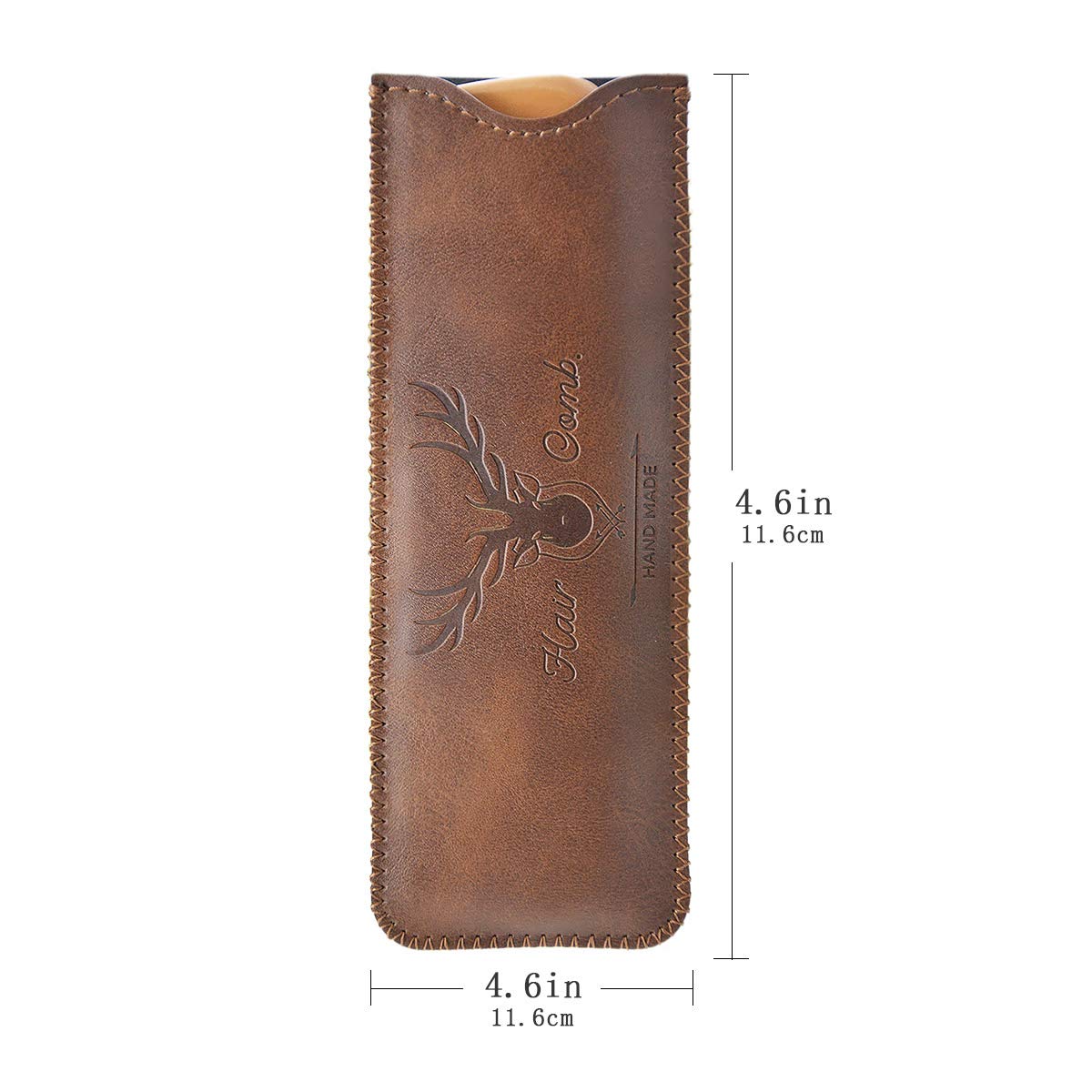 Menesia Wooden Hair Combs for Men & Women, Mens Wood Beard Comb with Leather Travel Case, Womens Combs for Hair, Kids Comb, Mens comb - Brown Deer