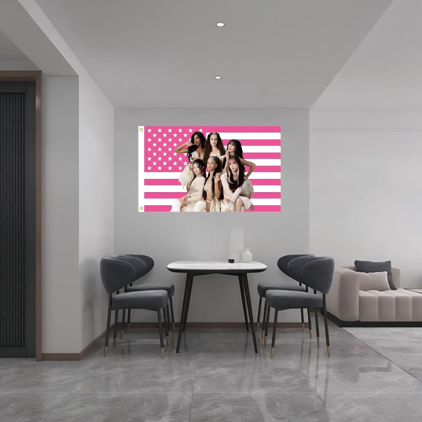 Pink American Flag Tapestry - 3x5 FT Polyester Wall Hanging with Brass Grommets | Single-Sided Print for Bedroom Decor
