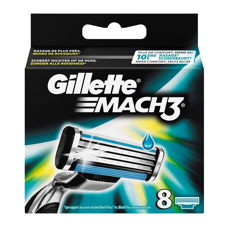 Gillette Mach3 Razor Blades for Men with Stronger-Than-Steel Blades, 8 Refills (Packaging May Vary)