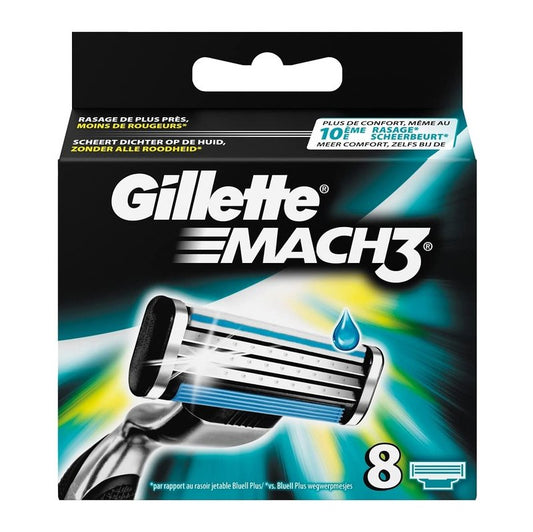 Gillette Mach3 Razor Blades for Men with Stronger-Than-Steel Blades, 8 Refills (Packaging May Vary)