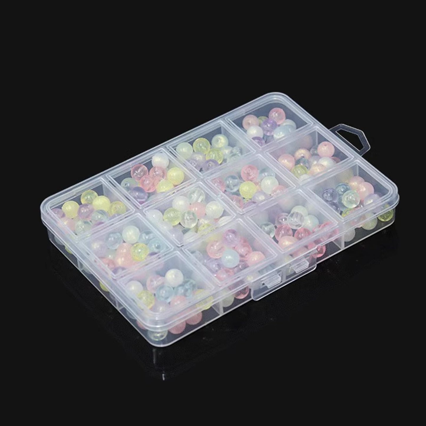 12-Grid Plastic Storage Box - Clear Bead Organizer with Hinged Lid, Mini Craft Supply Container