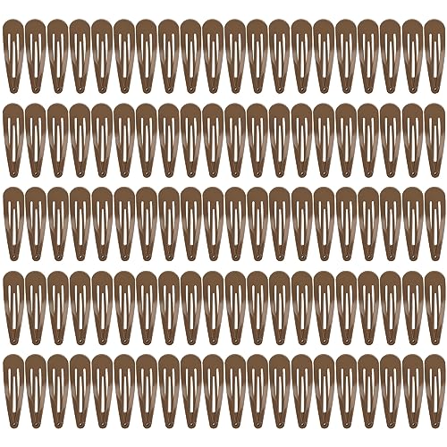 Coffee Color 100Pcs Snap Hair Clips for Girls Women Kids & Teens - No Slip Metal Barrettes