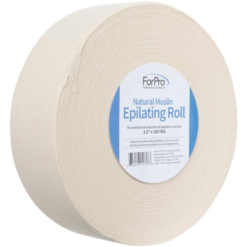 ForPro Premium Natural Muslin Epilating Roll for Body and Facial Hair Removal, Tear-Resistant, Lint-Free, 2.5” W x 100 Yards, Natural