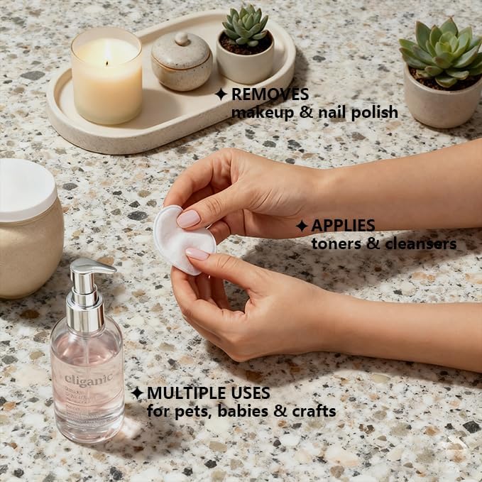 Makeup Remover Pads - Hypoallergenic Cotton Rounds (300 Count) | Lint-Free & 100% Pure Cotton