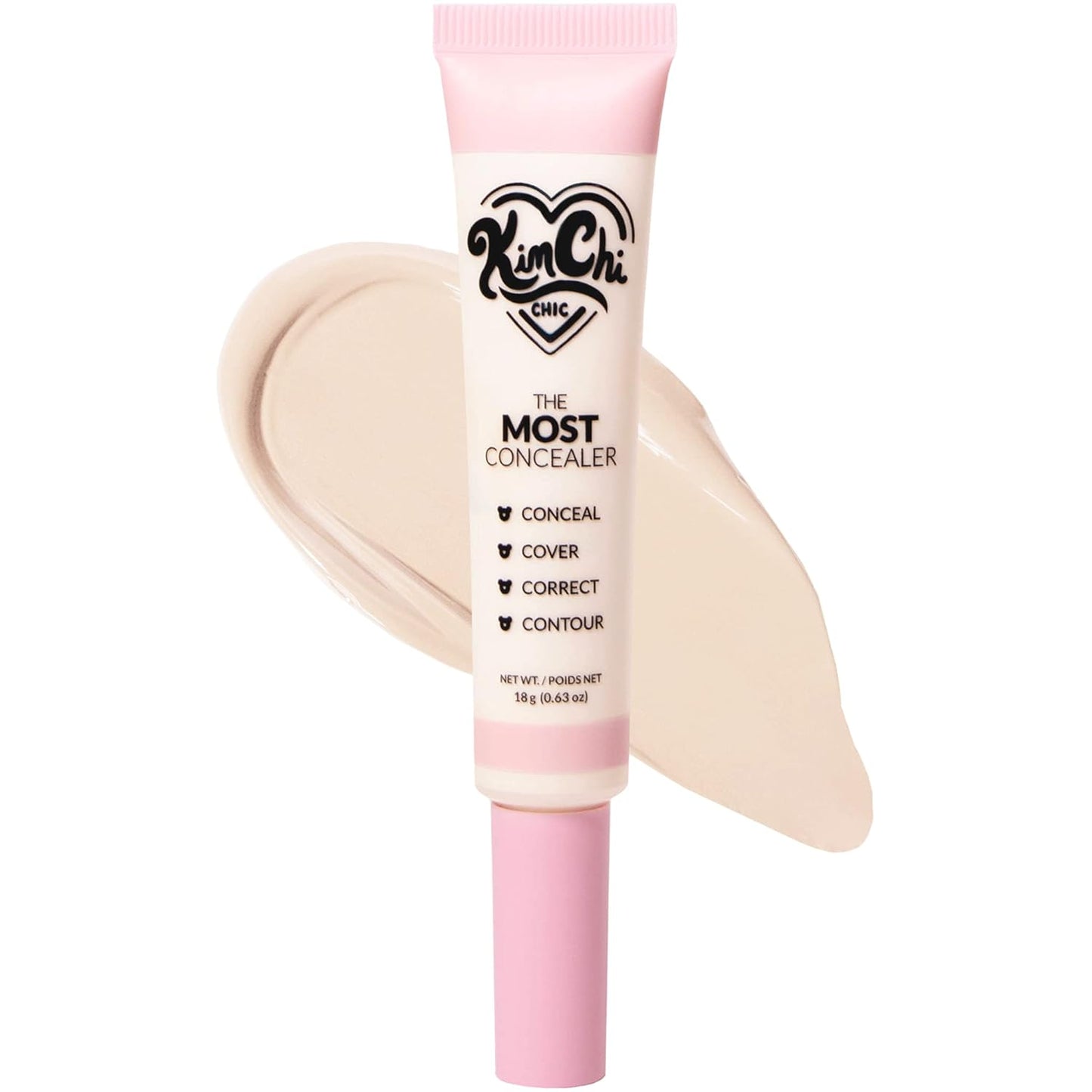 KimChiChic Concealer - Full Coverage Water Resistant Multi-Use Formula | Matte Satin Finish | 0.63 oz, 01-Ivory