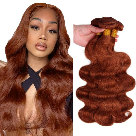 #33 Light Brown Bundles Human Hair Body Wave Bundles 22 24 26 Inch Brown Unprocessed Brazilian Virgin Hair 3 Bundle 50 Gram Per Bundle Deals Quick Weave Hair Extensions For Woman