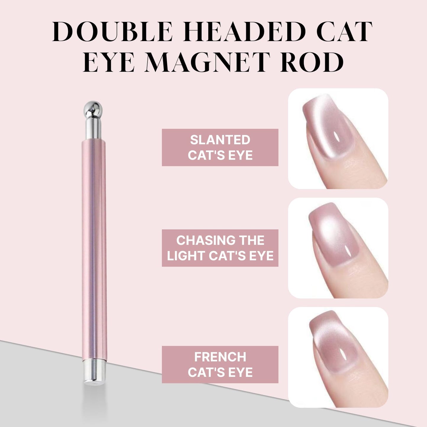 Cat Eye Magnet Set, 4-Piece Black Bead-Attracting Nail Magnet Pen & Heart-Shaped Magnet, Professional Nail Art Tools for Home DIY & Design