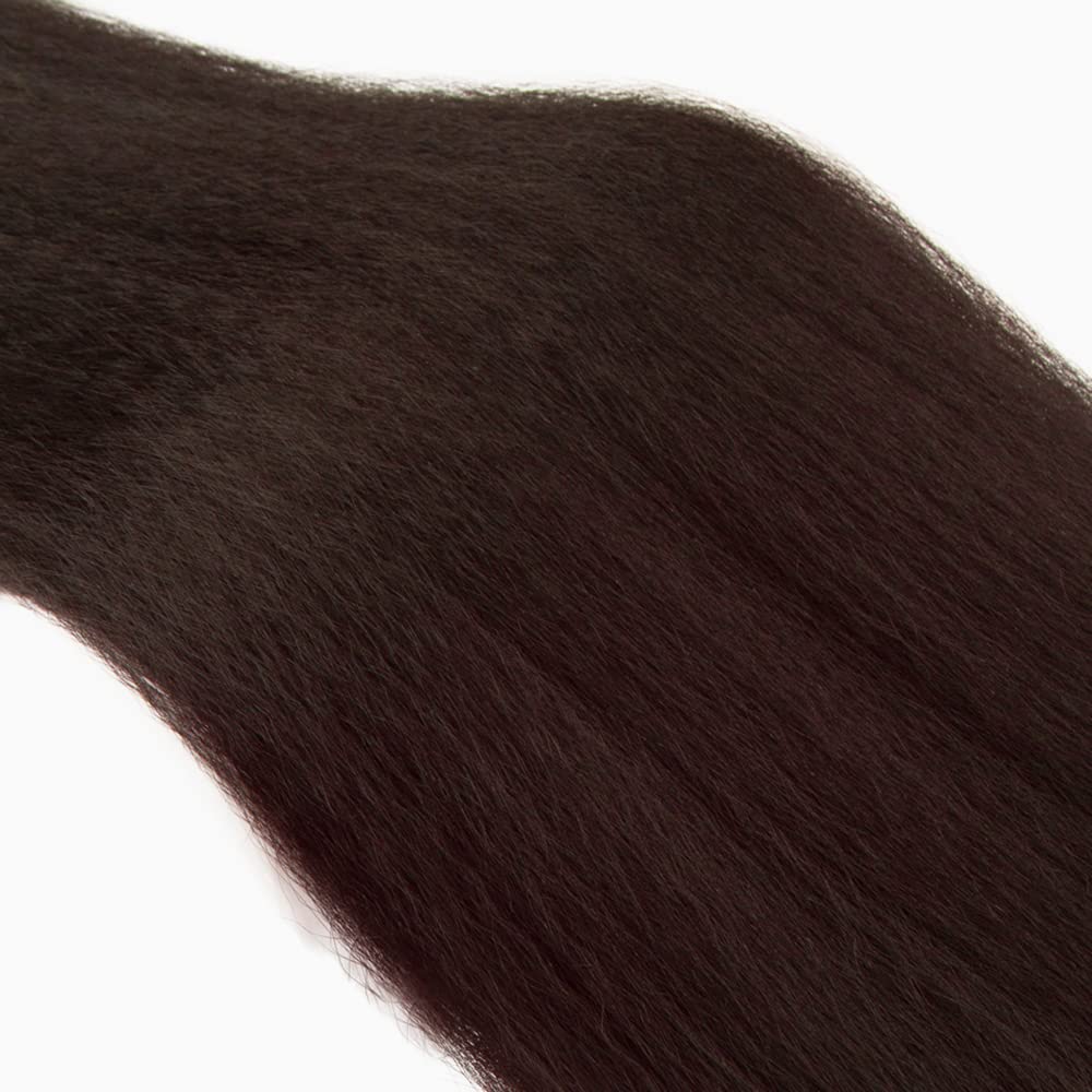#4 Chocolate Brown Bundles Human Hair Yaki Straight Bundles 20 Inch Kinky Straight Bundles Unprocessed Brazilian Virgin Hair Deals Quick Weave Hair Extensions 1 Bundle 50 Gram Per Bundle
