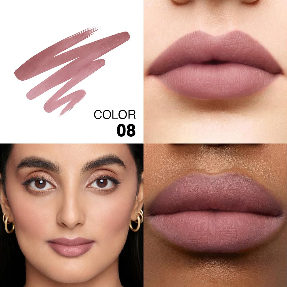 FeiCuiYun 2Pcs Peel Off Matte Liquid Lip Gloss Stain-Lip Liner, Wine Red+Brown Tattoo Peel Off Lip Stain, Long Lasting & Waterproof Lipstick Tattoo, Transfer-Proof Lip Gloss for All Skin Types, 07+08