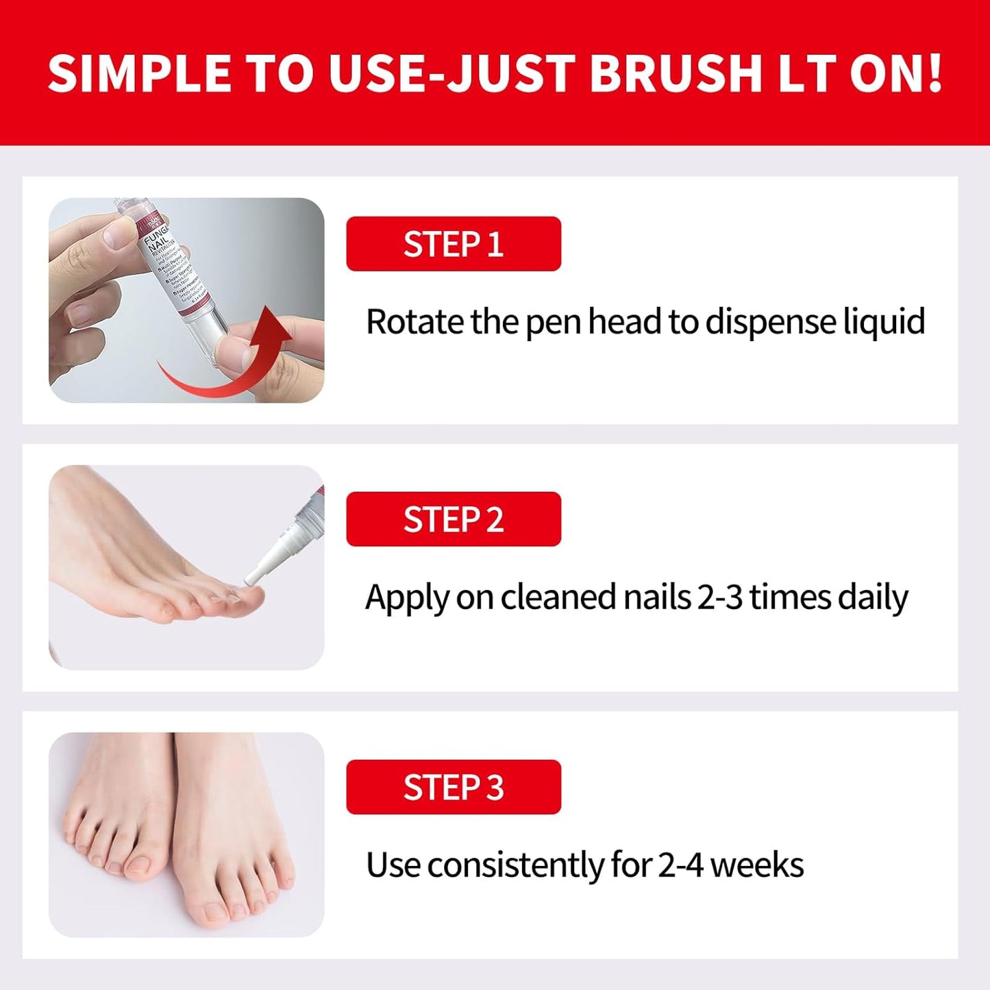 Toenail Fungus Treatment Pen - Extra Strength Nail Repair with Tea Tree Oil | 3-Pack for Discolored, Thick Nails