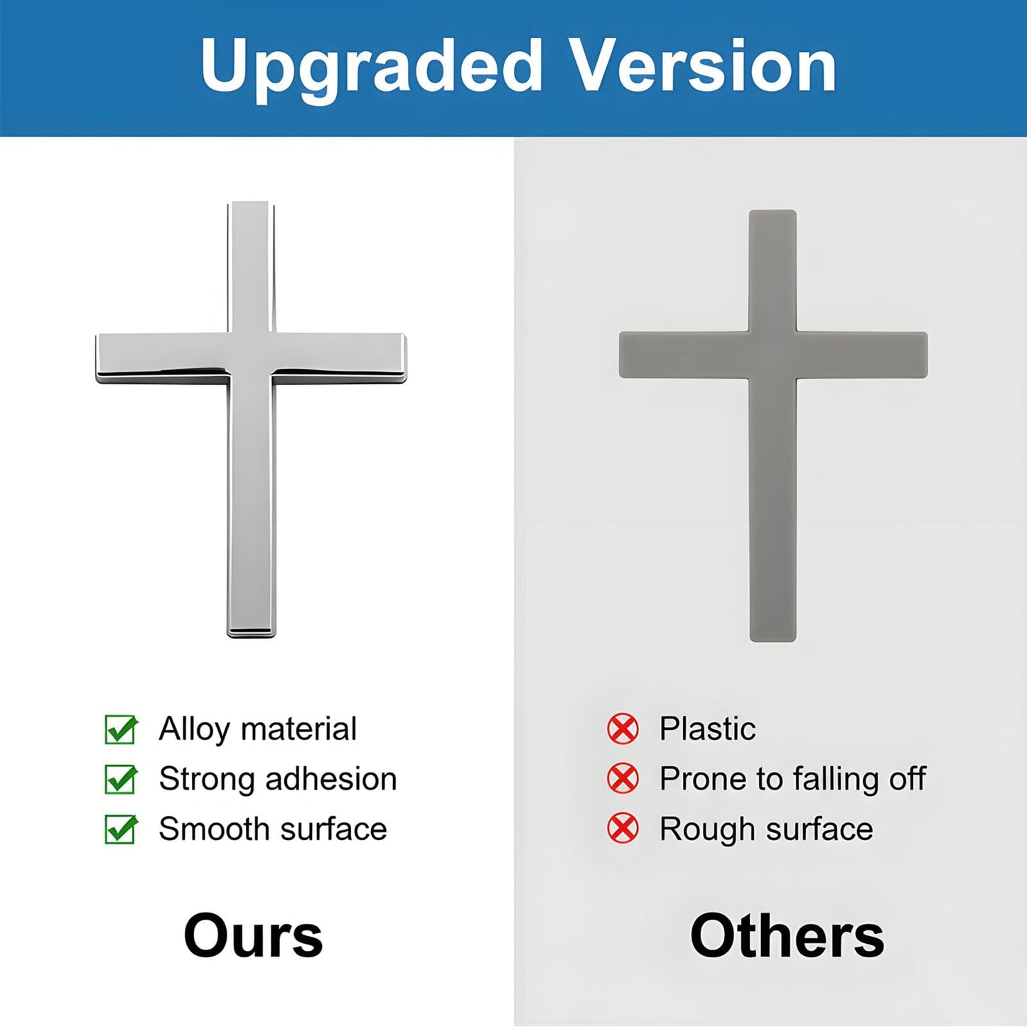 4PCS 3D Metal Jesus Christ Cross Stickers, 2.5"×1.8" Alloy Car Cross Sticker for Vehicles, Self Adhesive Scratch Covering Car Accessories Decals for Trunk Tailgate Side Decoration