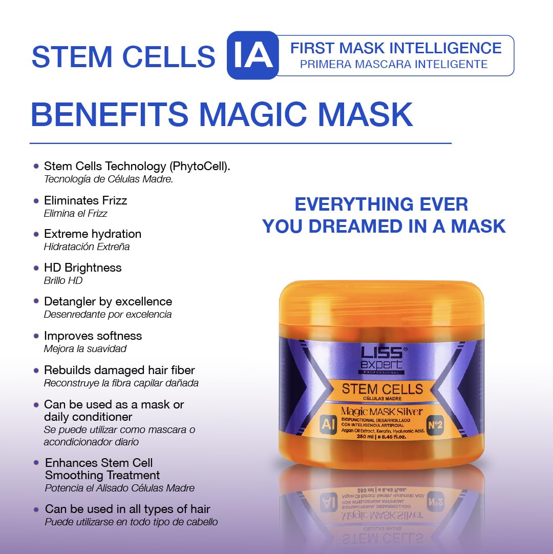 Liss Expert Purple Magic Hair Mask - Deep Conditioning Argan Oil & Keratin | Hydration & Frizz Control for All Hair Types | 250 ml / 8.45 fl oz