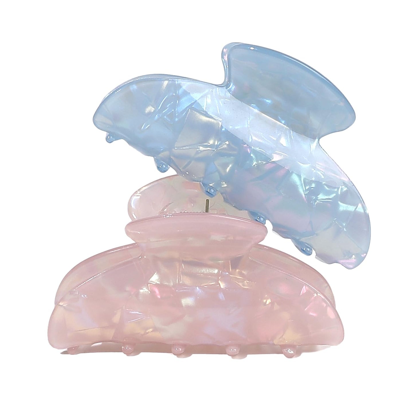 Cloud White Hair Claw Clip - Strong Hold for Thick or Thin Hair | 4.1 Inch Premium PC Material + 2 Black Satin Scrunchies