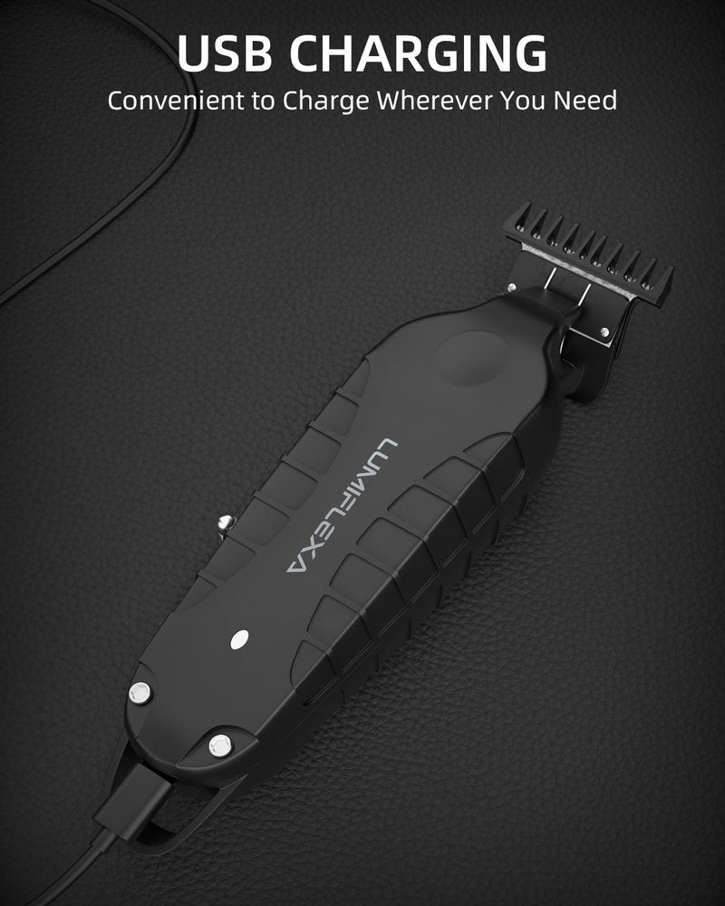 Lumiflexa Professional Hair/Beard Trimmer for Men, USB-C Rechargeable Hair Trimmer for Men with Stainless Steel Blades, Zero Gapped Hair Clippers for Barber, Cordless Rechargeable Hair Clippers
