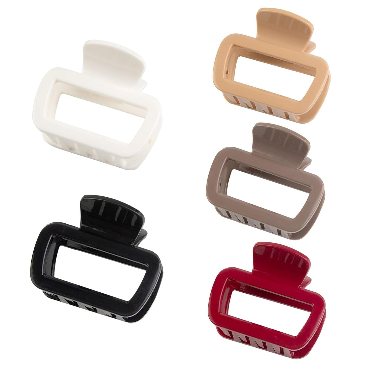 Small Square Silicone Hair Claw Clips - 5-Pack Mini Cloud Non-Slip Clamps for Women & Teens | 2.5 Inch, 5 Colors