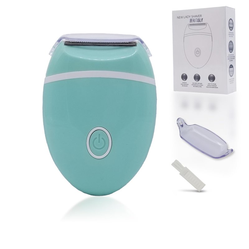 Electric Hair Shaver for Women: Compact, Cordless Wet & Dry Razor for Smooth Body & Dual Trimmers – Bikini Line and Quick, Travel-Friendly.BEAUTISILK (Green)
