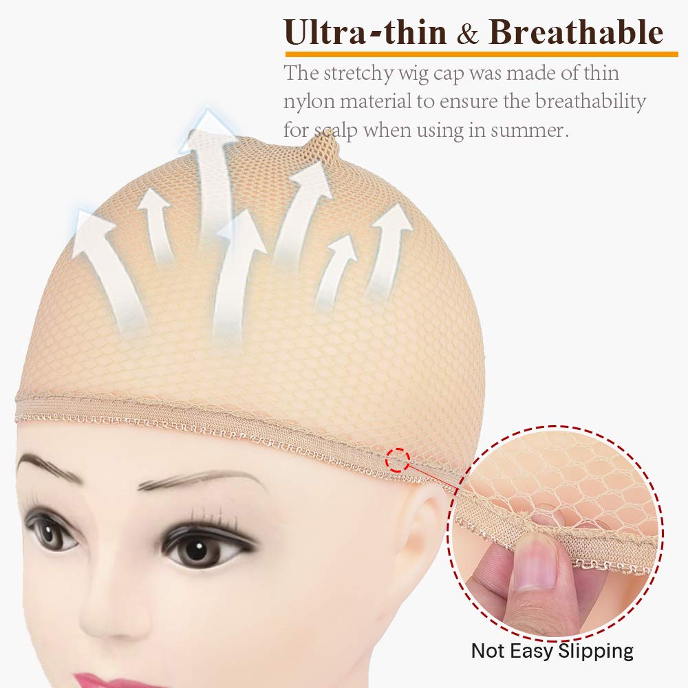 Mesh Wig Cap - 6 Pcs Fishnet Non-Slip Hair Net for Women | Comfortable Weave Cap