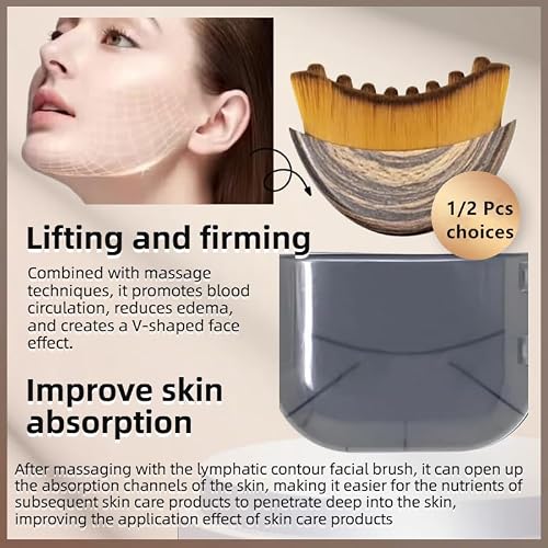 1/2 PCS Lymphatic Contour Face Brush for Sculpting ? Anti-Puffiness, Detox & Lift, Improves Skin Glow & Absorption(1 Pcs Contour Face Brush)
