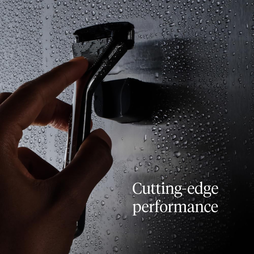 House of Atlas, Razors for Men - Mens Razors for Shaving with Handle, 2 Razor Blade Refills, & Shower Hook, Precision Trim Edge, Smooth Close Shave, Reusable Razor for Men, Gunmetal