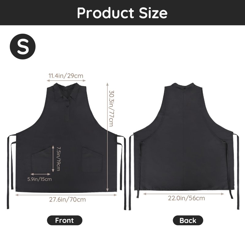 Segbeauty 2pcs Hairstylist Aprons for Women, Black Hair Stylist Salon Apron with Pockets, Professional Salon SPA Hair Stylist Vest Cosmetology Barber Apron, Hairstylist Essentials Supplies Small