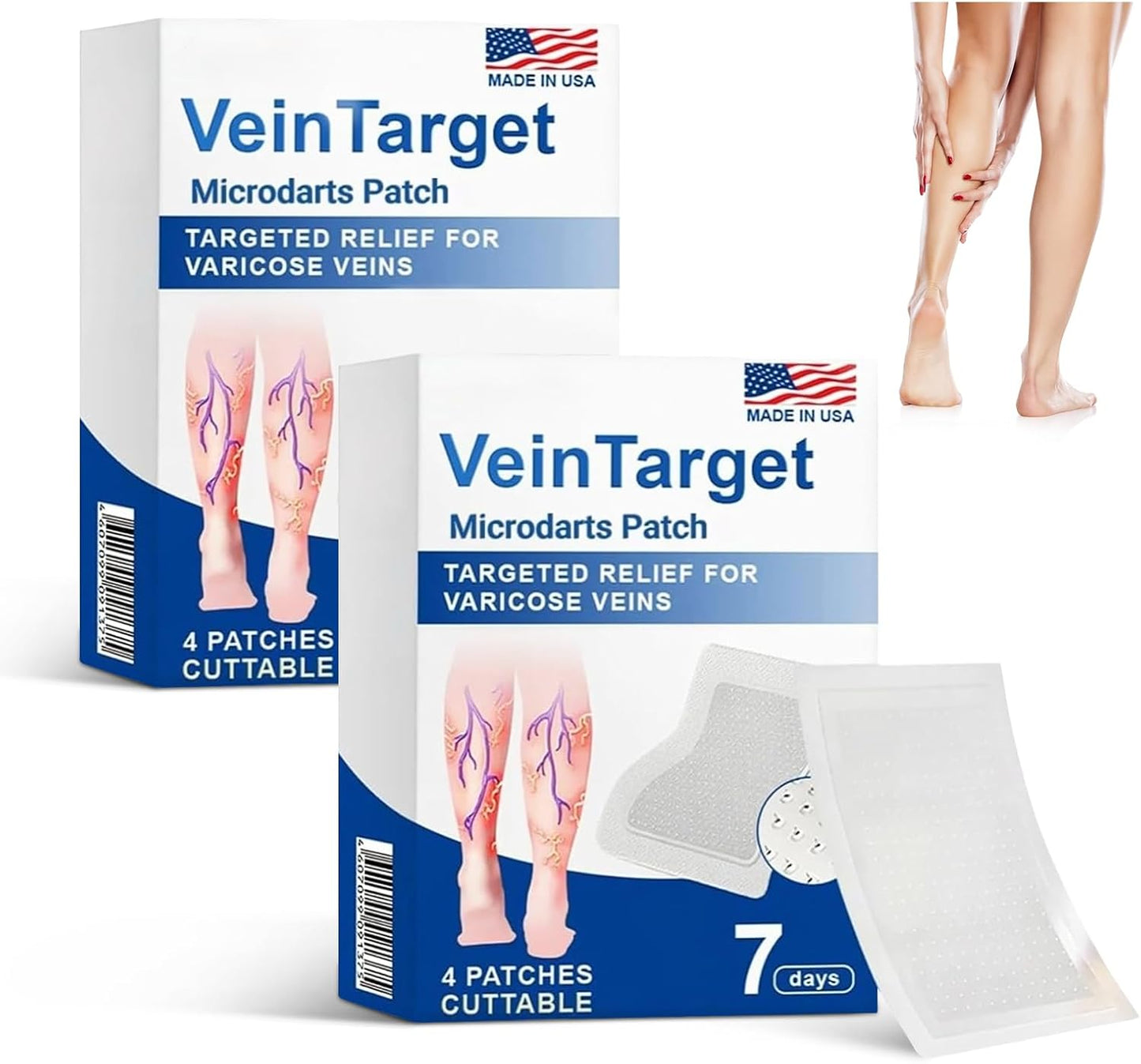 VeinTarget Microdarts Patch - Varicose Veins Treatment for Legs | All Skin Types (2 Boxes)