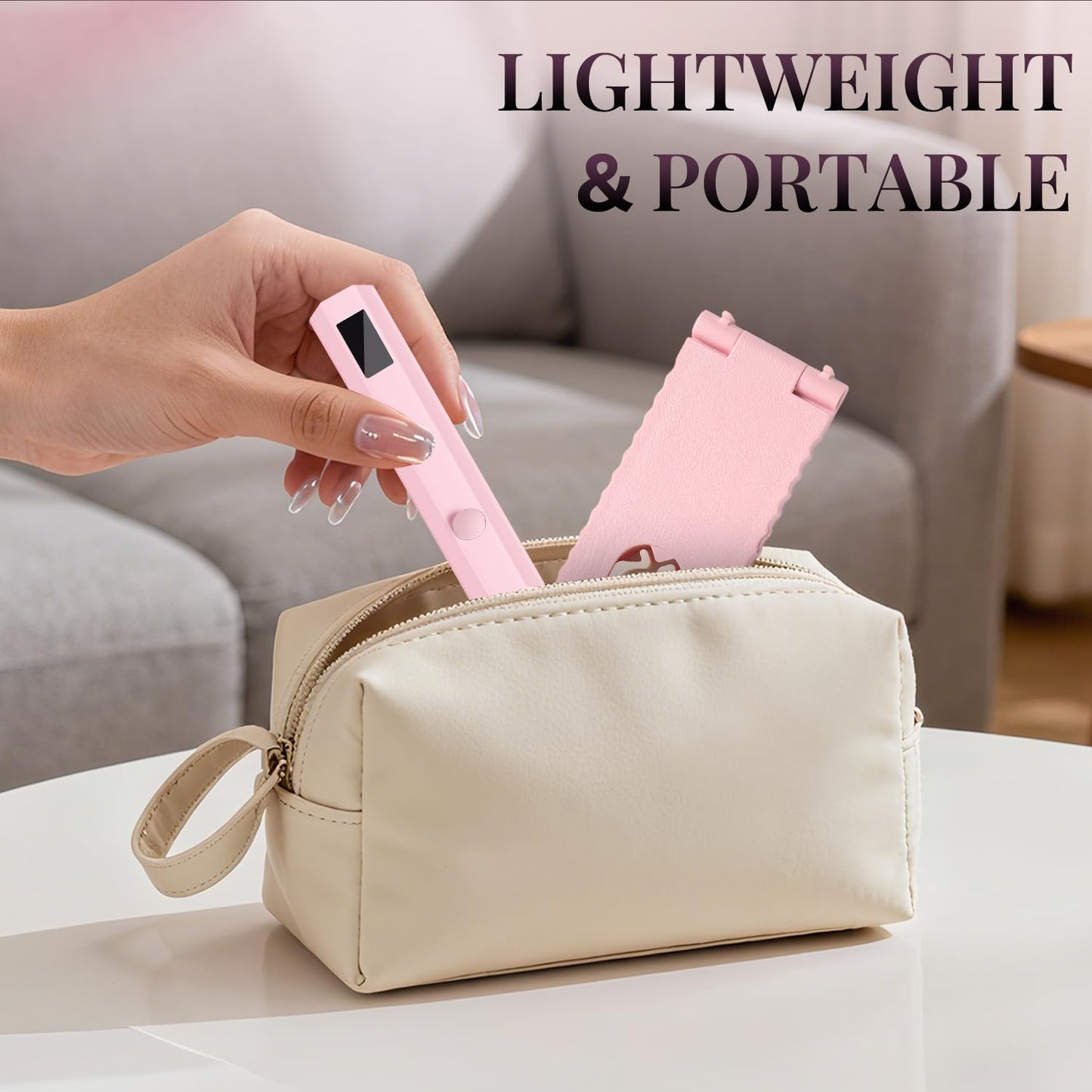 krofaue Mini Handheld UV Nail Light with Stand, Portable Flash Cure