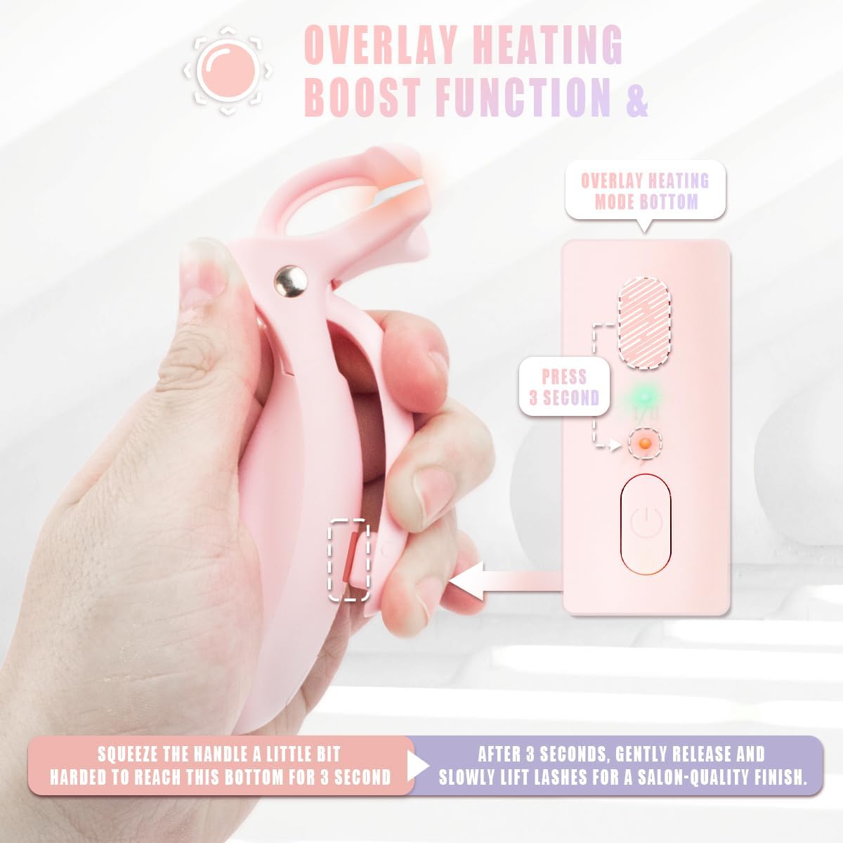 Heated Eyelash Curler for Women - Fast Heating, USB-C Rechargeable, Color-Changing Silicone Pad | 2 Temperature Settings