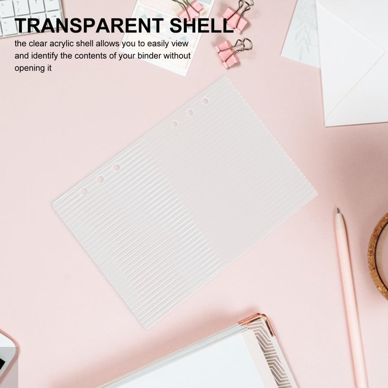 Angoily A5 Acrylic Binder Cover, Transparent 6 Hole Budget Binder for Office Use, Acrylic Protector 6 Hole Jacket View Window Removable Design
