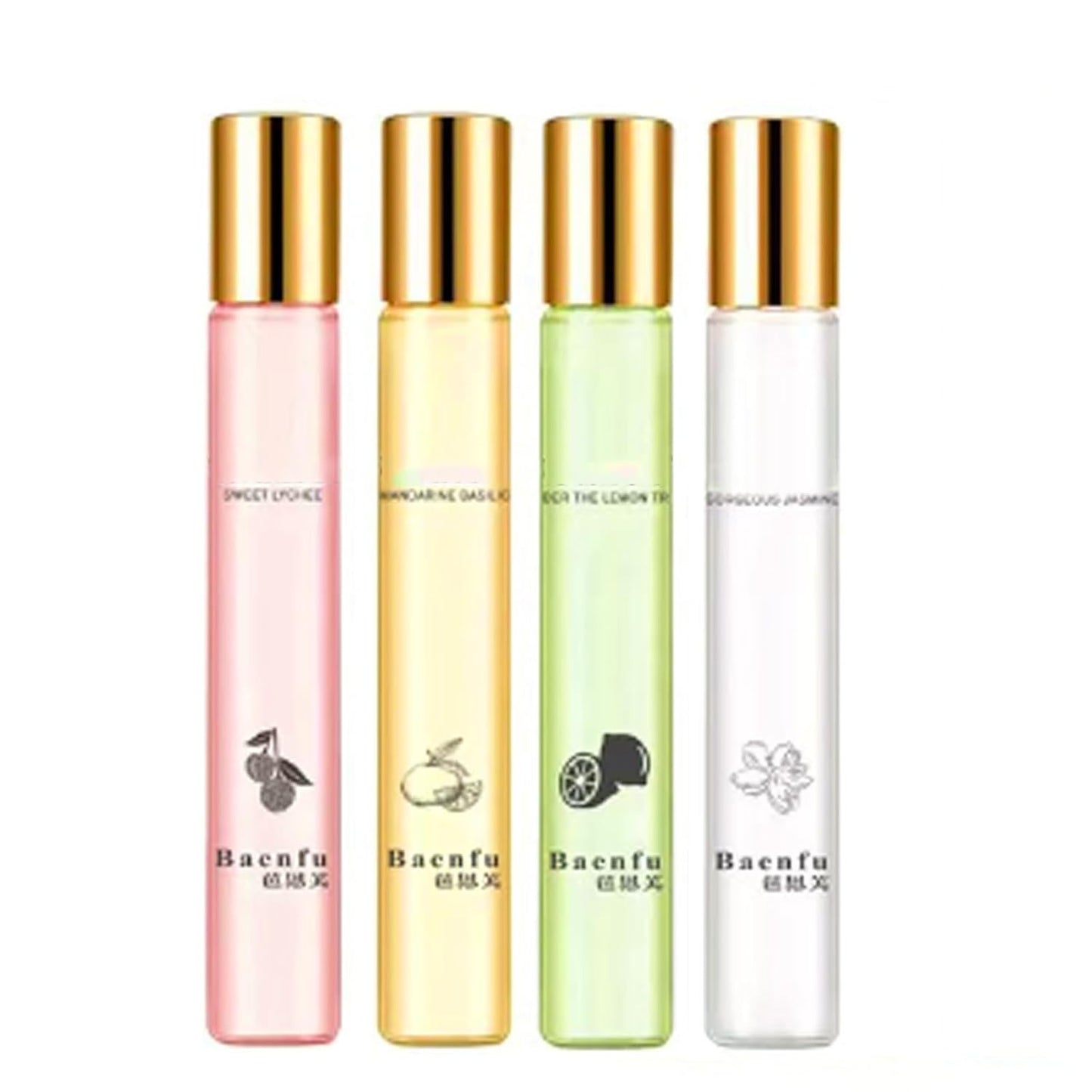 4PCS Eau de Parfum Roll-On Perfume Oils | Fresh Flower & Fruit Fragrances - 10 ml Each for Men & Women