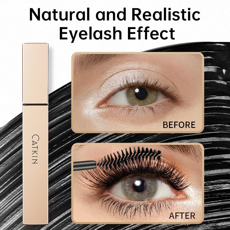 CATKIN Lash Lengthening Mascara - Volumizing, Clump-Free, Waterproof | Very Black, 7.5g for Dramatic Lashes