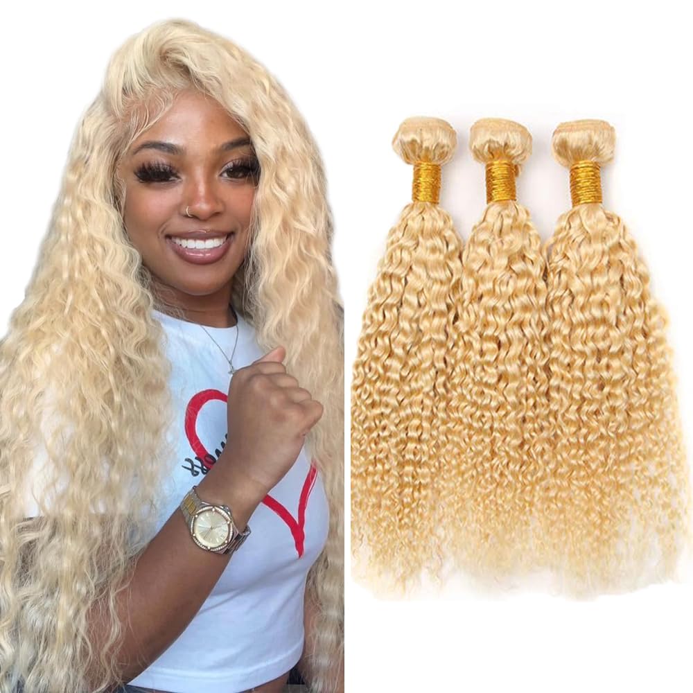 613 Blonde Bundles Water Wave Human Hair Bundle 613 Wet and Wavy Braiding Human Hair 3 Bundles 22 24 26 Inch Real Hair Extensions