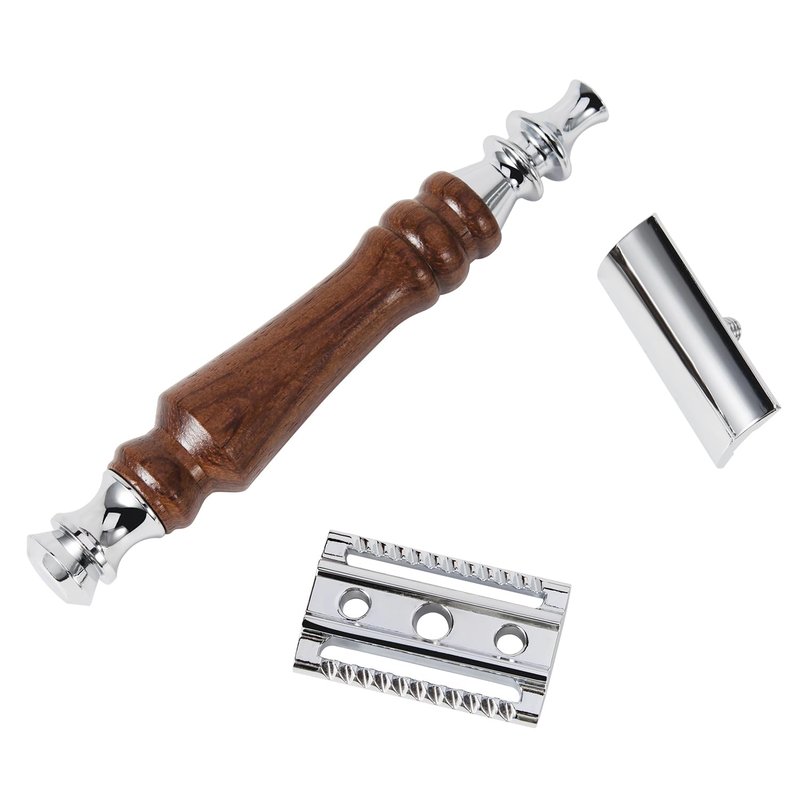 Grandslam Safety Razor Shaving Kit for Men,Pure Badger Hair Brush and Double Edge Safety Razor (Closed Comb) with Rosewood Handle, Shaving Stand, 10 Razor Blades, Perfect for Every Day Use