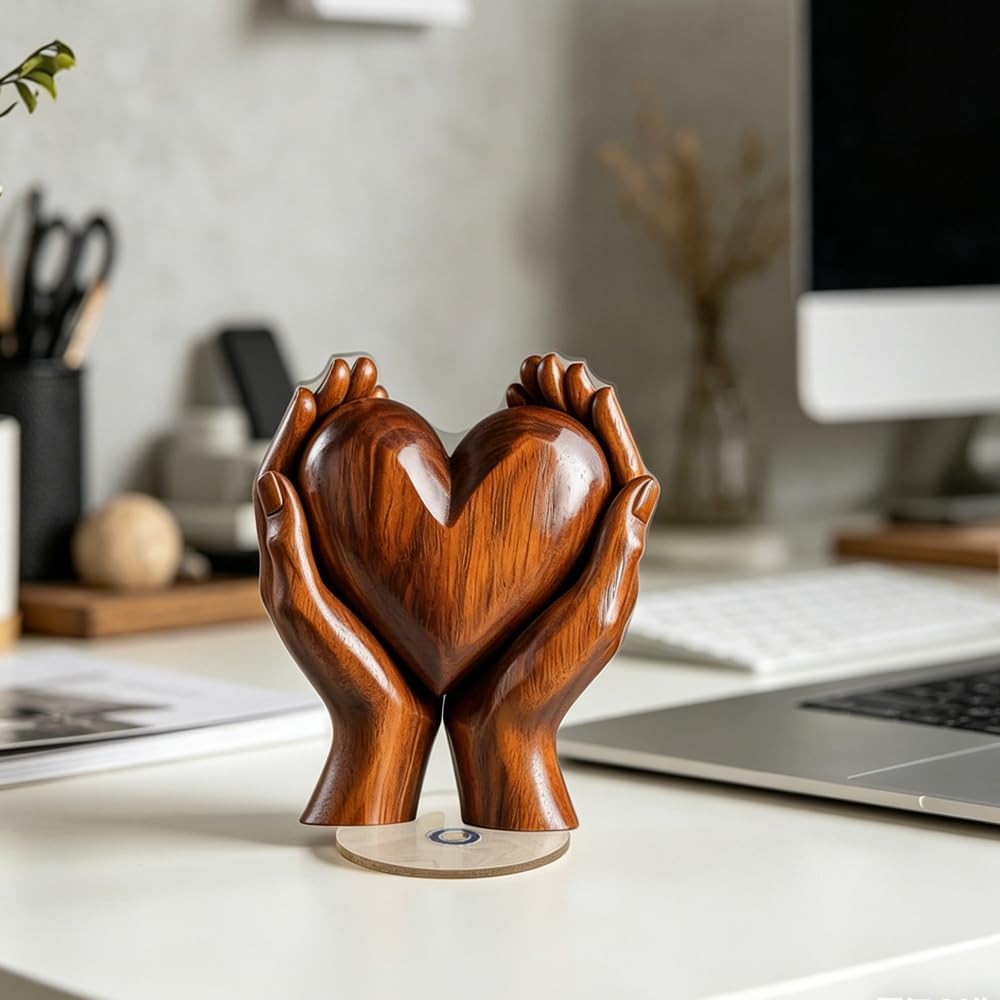 Love Heart Hand Sculpture - Unique Collectible Figurine for Bedroom, Living Room, or Bookshelf | Perfect Gift for Women, Moms, and Girlfriends