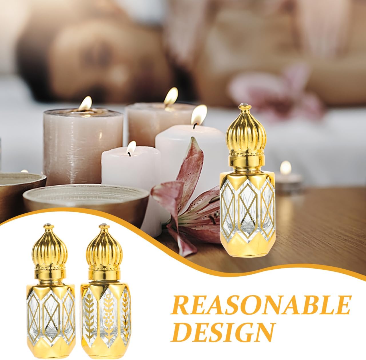 Essential Oil Roller Bottles - 4Pcs Refillable Glass Roll-On with Leak-Proof Metal Ball | Portable Travel Size for Aromatherapy