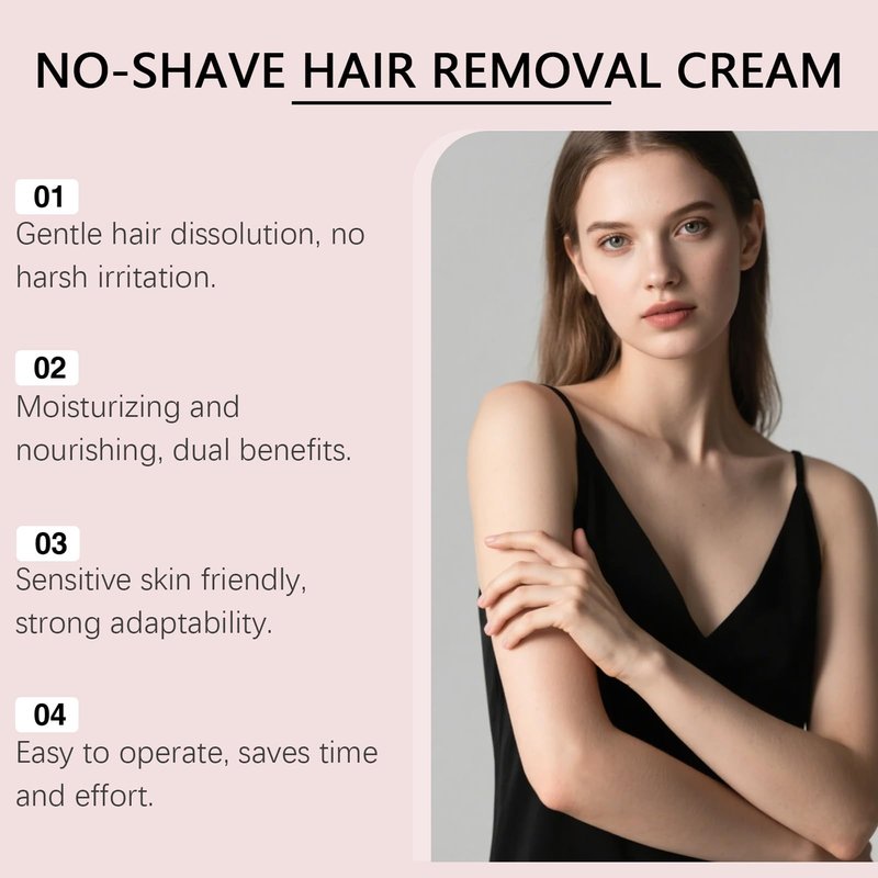 No-Shave Hair Removal Cream, Gentle Hair Dissolving Formula with Calcium Thioglycolate, Panthenol and Shea Butter, Sensitive Skin Friendly, 150g/5.29oz