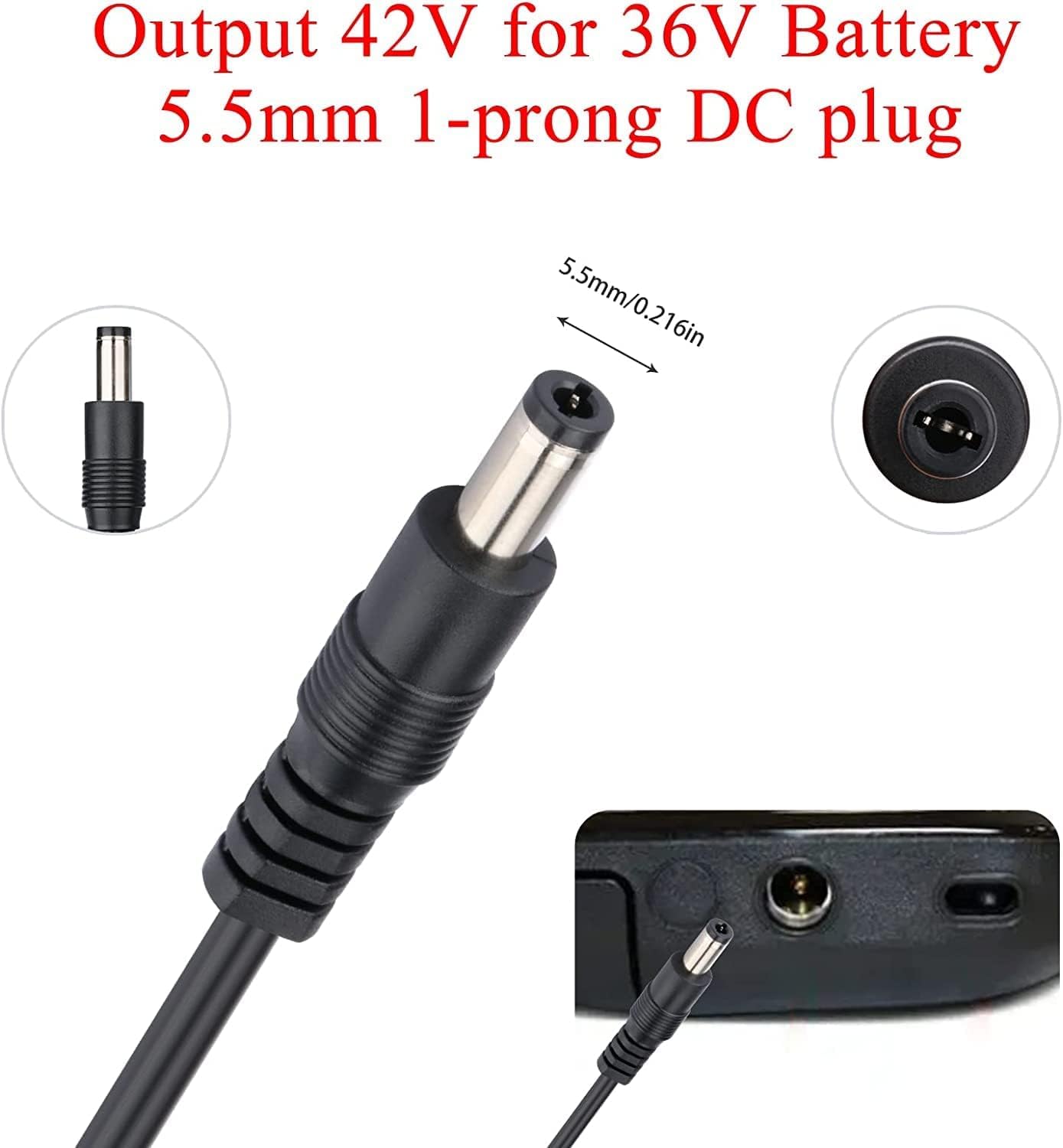 [Verified Fit] 42V 2A Charger for iScooter, isinwheel (36V), Compatible with iScooter i9, i9 Pro, i8, i8L & isinwheel U1, M10, S9 Pro, S9 Max, Also Replace Gotrax, Hiboy 42v Charger