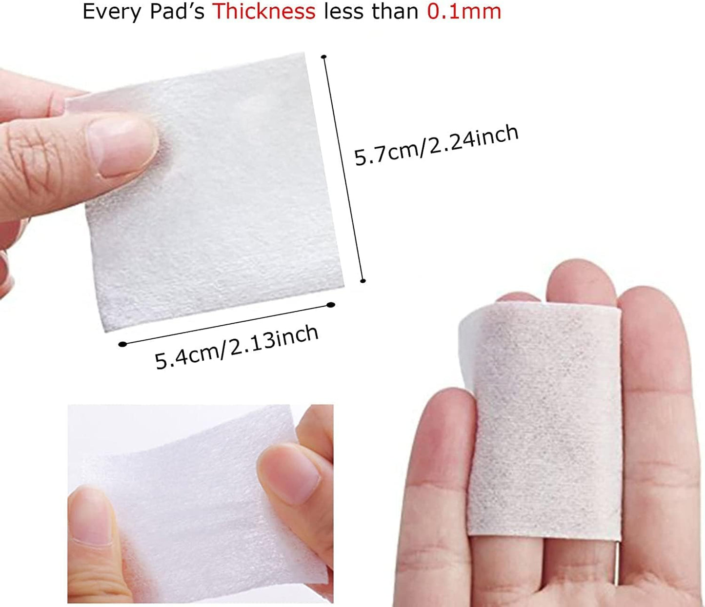 Thin Makeup Facial Cotton Pads - 1000 PCS Non-Woven, Lint-Free Remover Pads for Face & Nails | Soft & Square