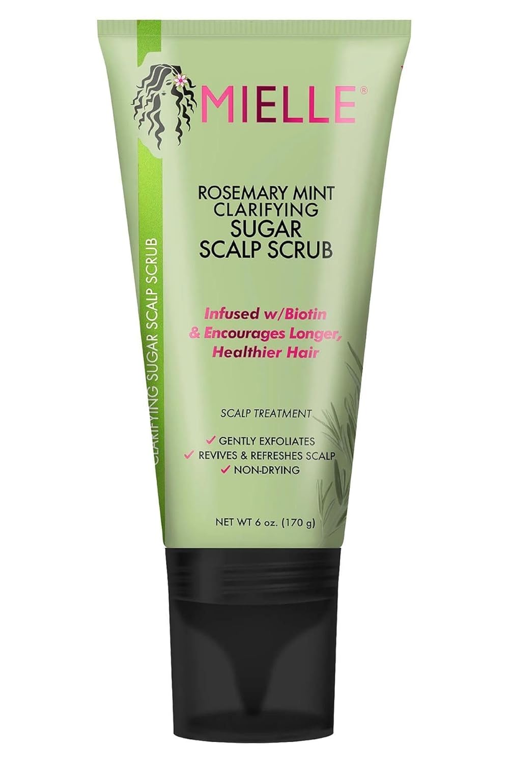 Mielle Organics Rosemary & Mint Scalp Scrub - Gentle Exfoliating Pre-Shampoo Treatment for Dry Scalp | Biotin-Infused, 6 Fl Oz