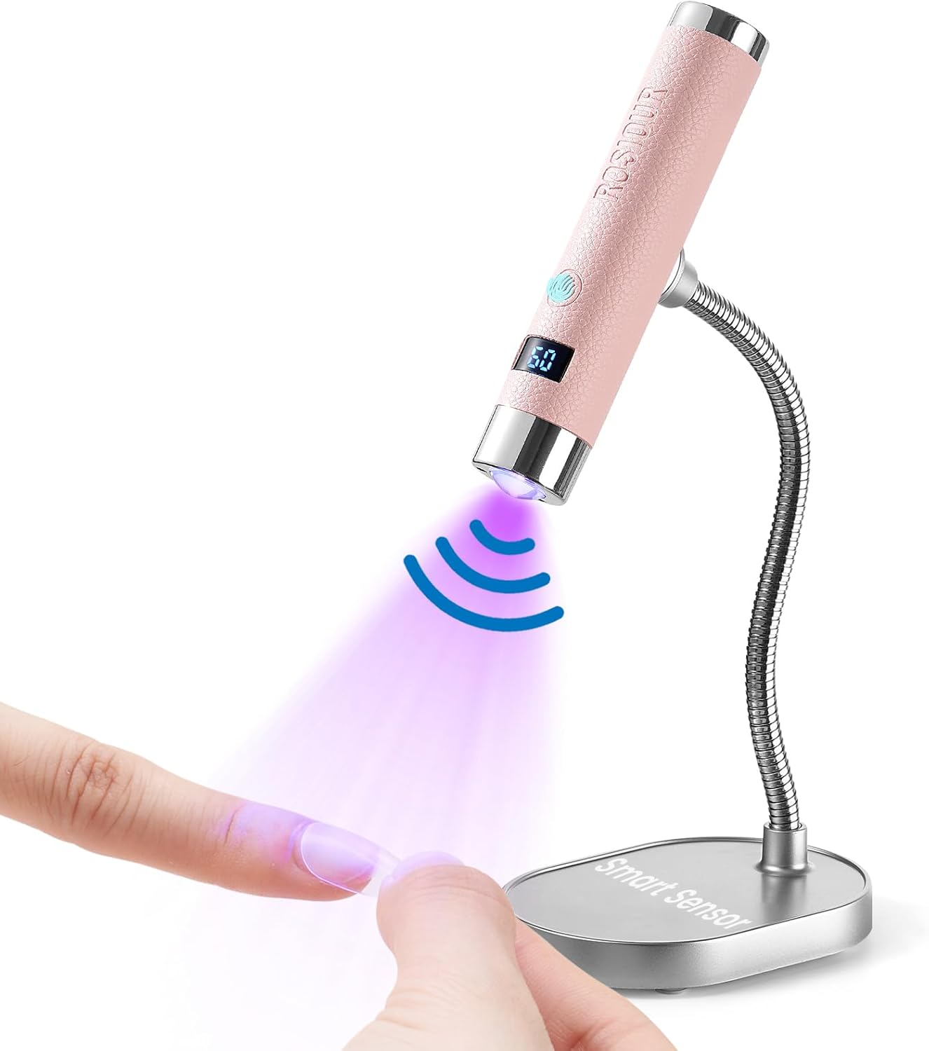 Mini UV Lamp for Gel Nails - Rechargeable Handheld LED Curing Light | Fast Dry Auto Sensor (White)