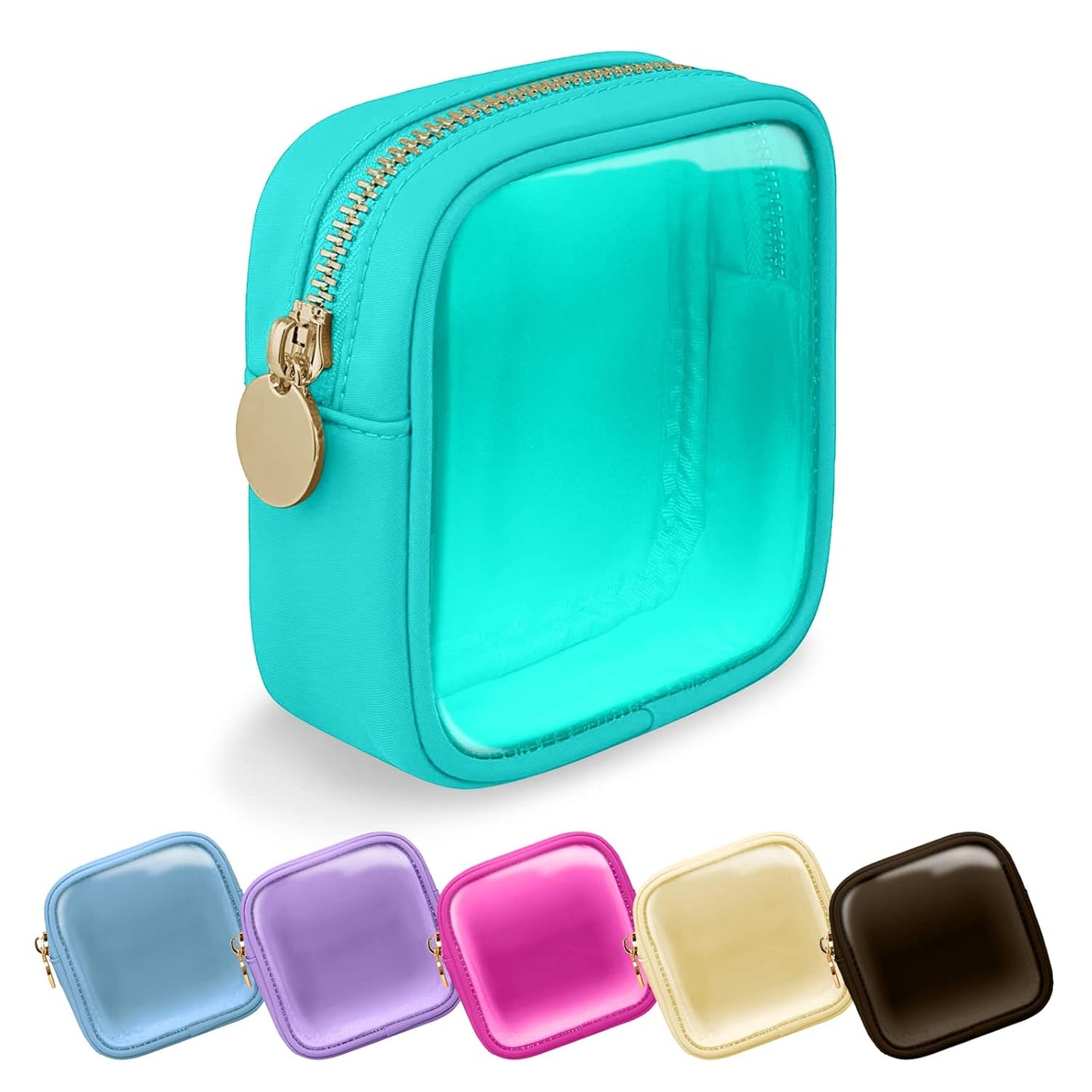 Waterproof Mini Floral Makeup Bag - Nylon Travel Pouch for Women | Cute Zipper Toiletry Organizer (Mini White-Flowers)