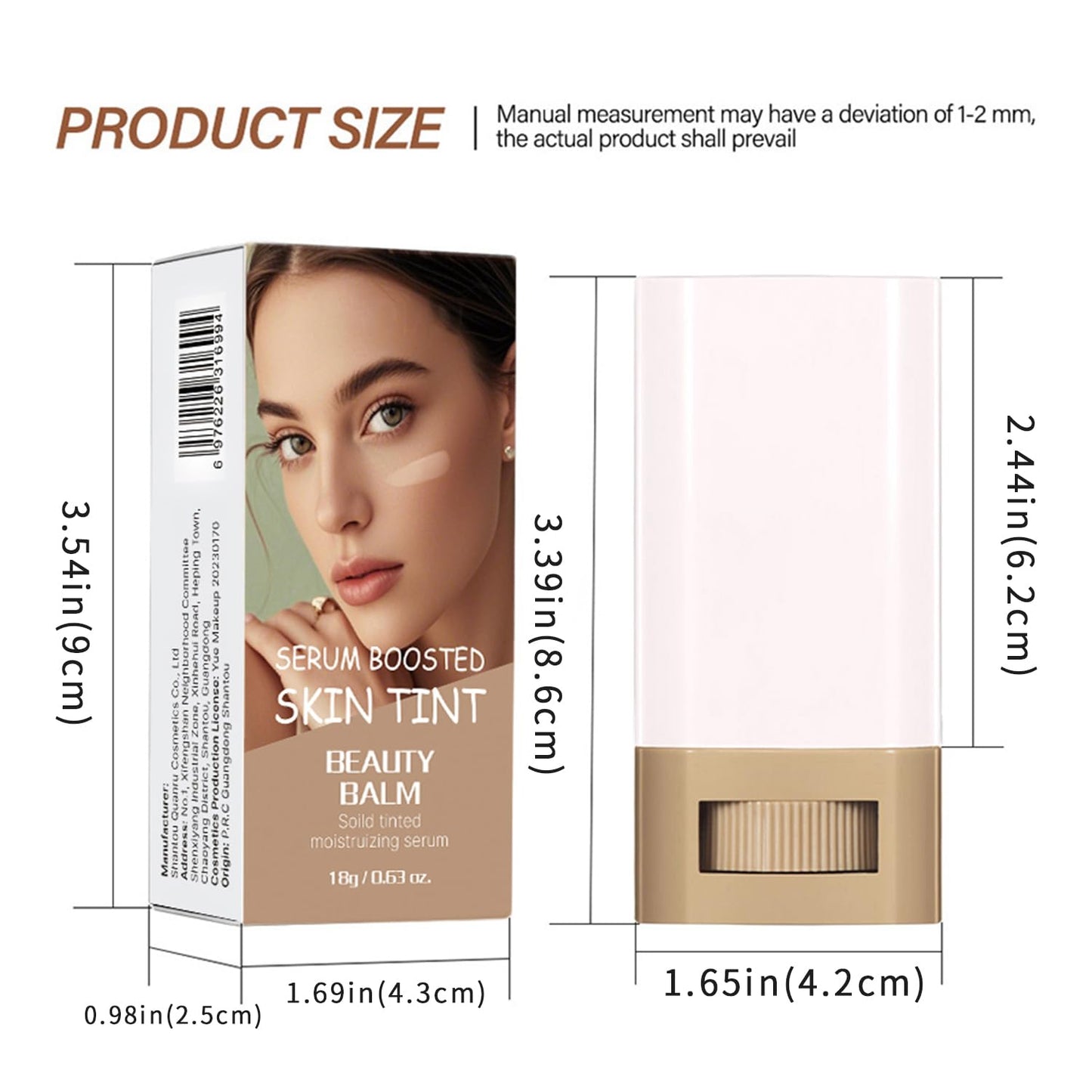 Melsintern Foundation Stick - Skin Tint & Contour Stick, Serum-Boosted Beauty Balm, Buildable Coverage, Natural Finish, Long-Lasting Wear, For Many Skin Tones (03#)