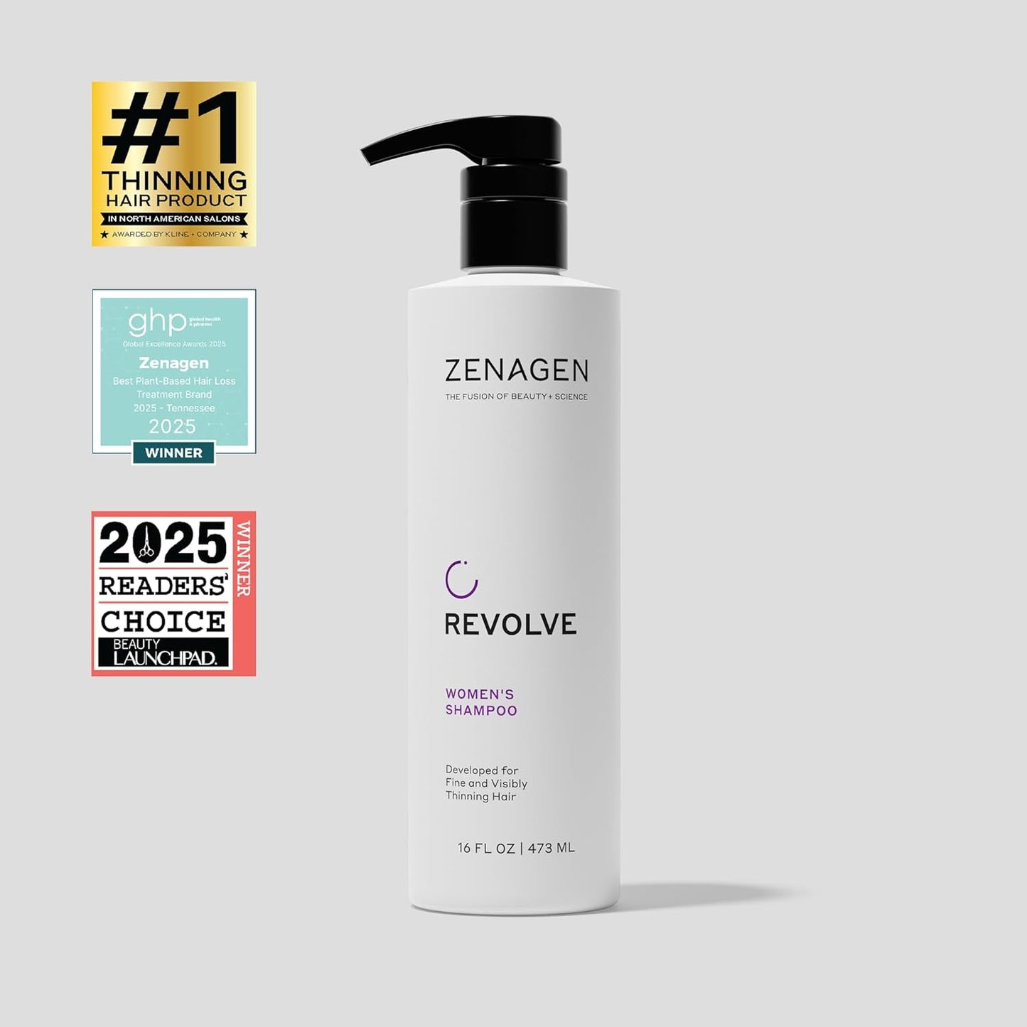 ZENAGEN Revolve Thickening Shampoo for Fine & Thinning Hair - Plant-Based, Color-Safe 5-Minute Treatment