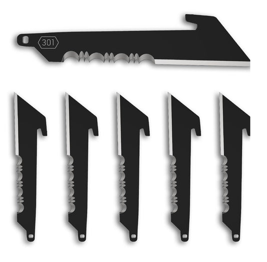 OUTDOOR EDGE RazorSafe 3" Black Utility with Serrations - 6 Pack of Black EDC Utility Blades, Compatible 3" Razor Blade Knives, Perfect for Work & Everyday Carry
